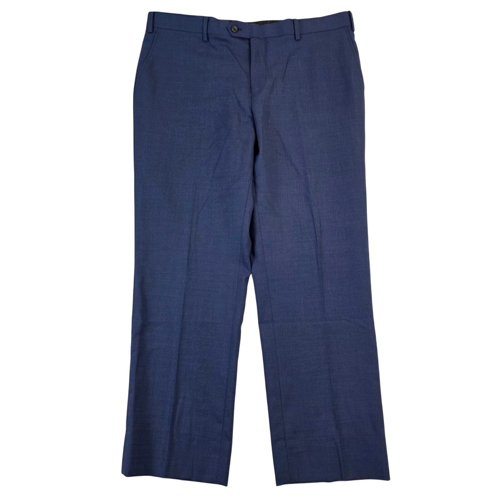 Spier & Mackay Mens 38x29 Contemporary Trousers Blue 100% Wool Dress Pants‎